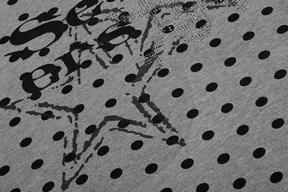DAXUEN Distressed star graphic polka dot t-shirt