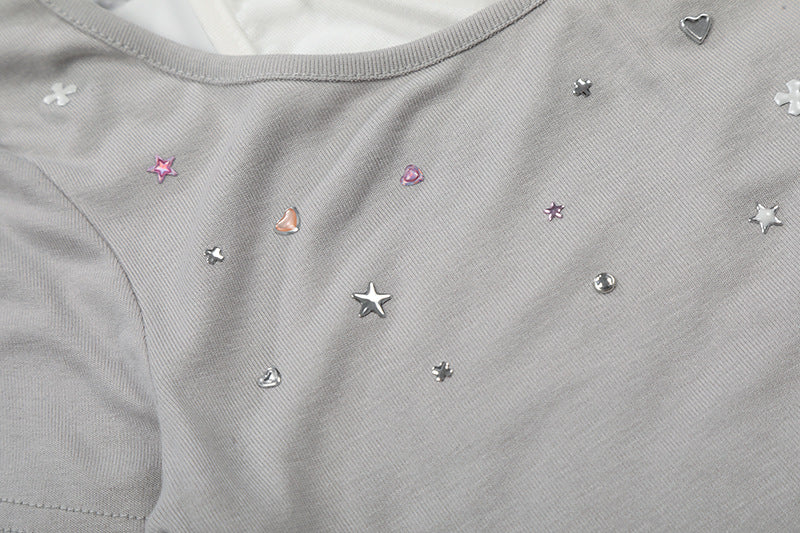 DAXUEN Retro two-piece short sleeve top ensemble