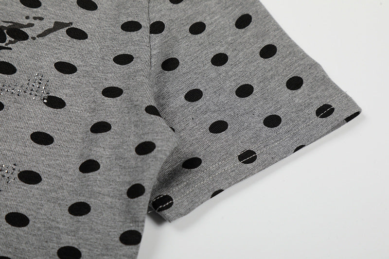 DAXUEN Distressed star graphic polka dot t-shirt