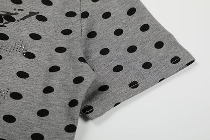 DAXUEN Distressed star graphic polka dot t-shirt