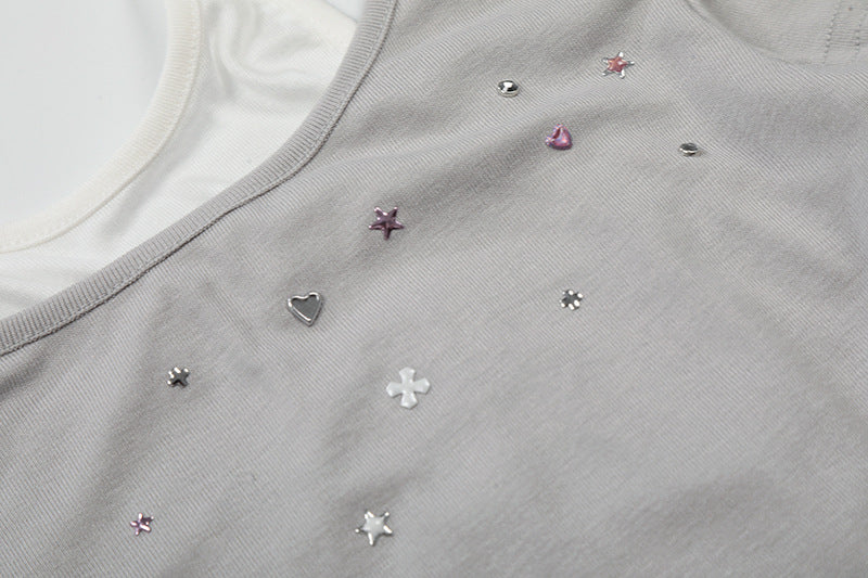 DAXUEN Retro two-piece short sleeve top ensemble