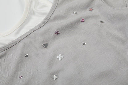 DAXUEN Retro two-piece short sleeve top ensemble