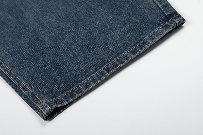 DAXUEN Wide-leg baggy jeans with distressed dark blue denim