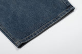 DAXUEN Wide-leg baggy jeans with distressed dark blue denim
