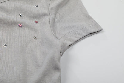 DAXUEN Retro two-piece short sleeve top ensemble