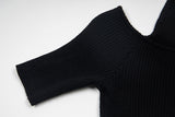 DAXUEN Cold-shoulder slim-fit knit top