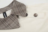 DAXUEN Short-sleeved chef's uniform top with plaid collar