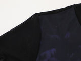 DAXUEN Black slim-fit short-sleeved T-shirt with cat print