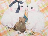 DAXUEN Women's pastel plaid rabbit graphic T-shirt