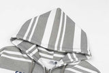 DAXUEN Distressed text oversized hoodie with stripes