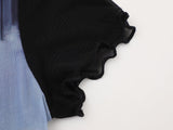 DAXUEN Black slim-fit short-sleeved T-shirt with cat print