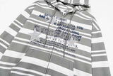 DAXUEN Distressed text oversized hoodie with stripes