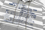 DAXUEN Distressed text oversized hoodie with stripes