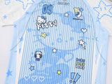 DAXUEN Hello Kitty graphic sports t-shirt with V-neck and raglan sleeves