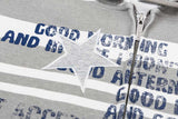 DAXUEN Distressed text oversized hoodie with stripes