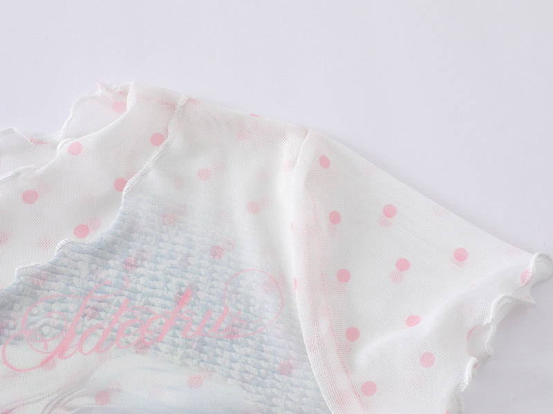 DAXUEN Short-sleeved slim-fit t-shirt with cat graphic