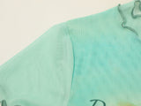 DAXUEN Light green sheer mesh short-sleeved t-shirt with cat graphic