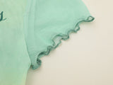 DAXUEN Light green sheer mesh short-sleeved t-shirt with cat graphic