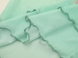 DAXUEN Light green sheer mesh short-sleeved t-shirt with cat graphic