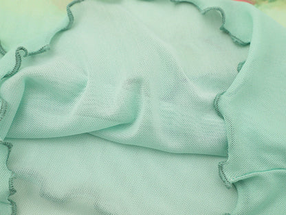 DAXUEN Light green sheer mesh short-sleeved t-shirt with cat graphic
