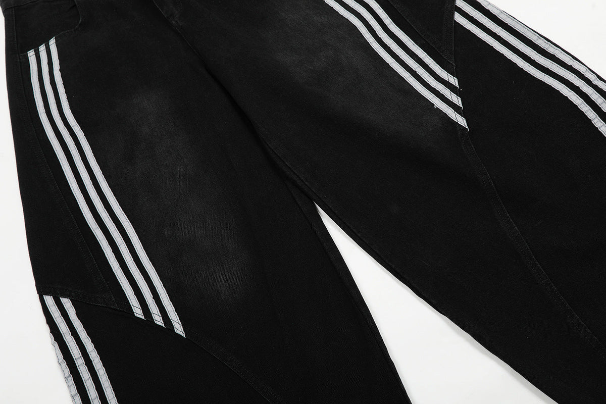 DAXUEN Wide-leg denim pants with stripes