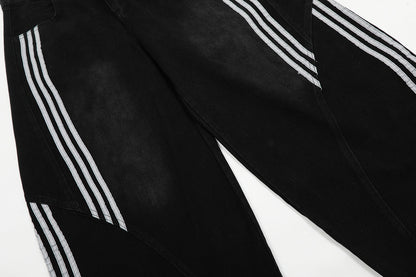DAXUEN Wide-leg denim pants with stripes