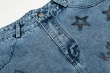 DAXUEN Light blue washed denim wide-leg shorts with graphic prints