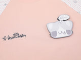 DAXUEN Oversized T-shirt with cat graphic and polka dot sleeves