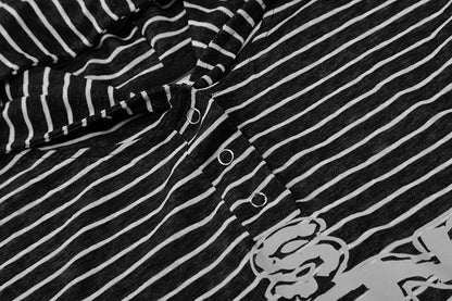 DAXUEN Striped hooded top with graphic print