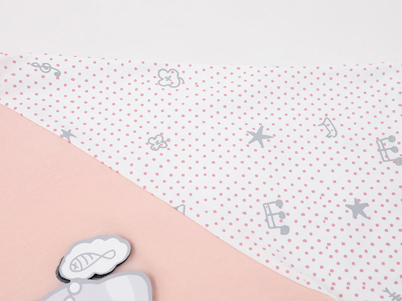 DAXUEN Oversized T-shirt with cat graphic and polka dot sleeves