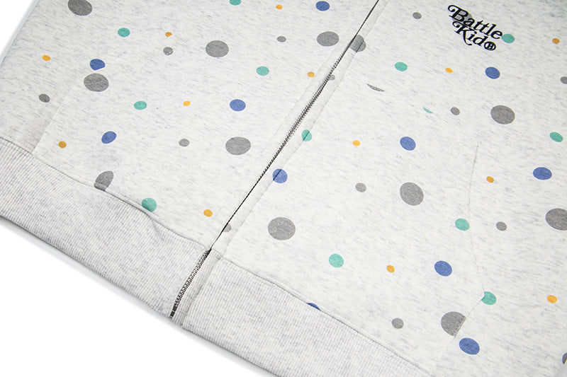 DAXUEN Polka dot full-zip hooded sweatshirt
