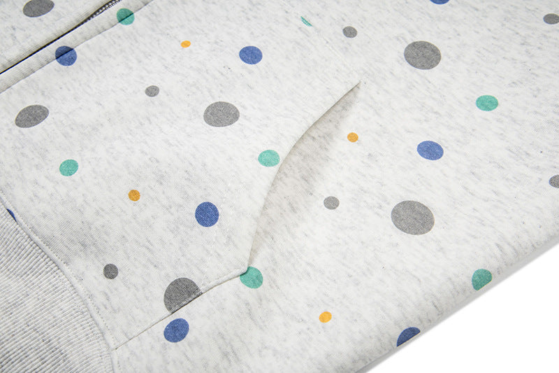DAXUEN Polka dot full-zip hooded sweatshirt