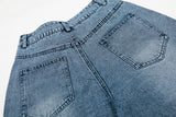 DAXUEN Light blue washed denim wide-leg shorts with graphic prints