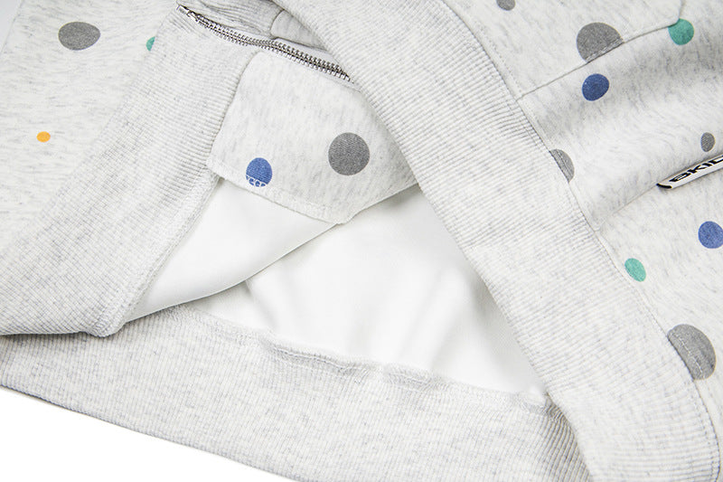 DAXUEN Polka dot full-zip hooded sweatshirt