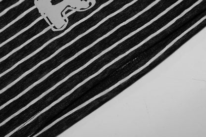 DAXUEN Striped hooded top with graphic print