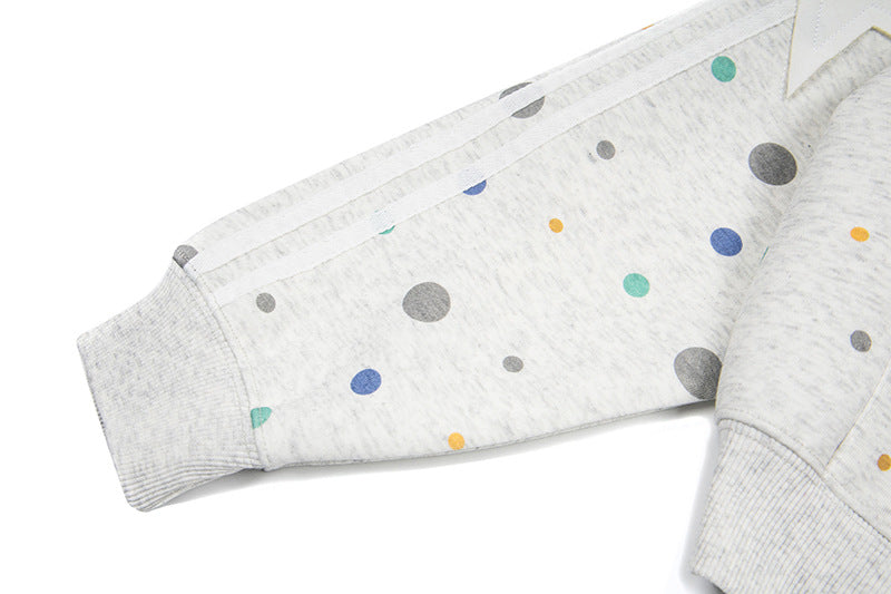 DAXUEN Polka dot full-zip hooded sweatshirt