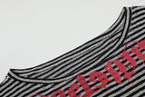 DAXUEN Gothic graphic striped long sleeve top