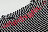 DAXUEN Gothic graphic striped long sleeve top