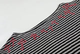 DAXUEN Gothic graphic striped long sleeve top