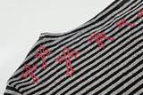 DAXUEN Gothic graphic striped long sleeve top