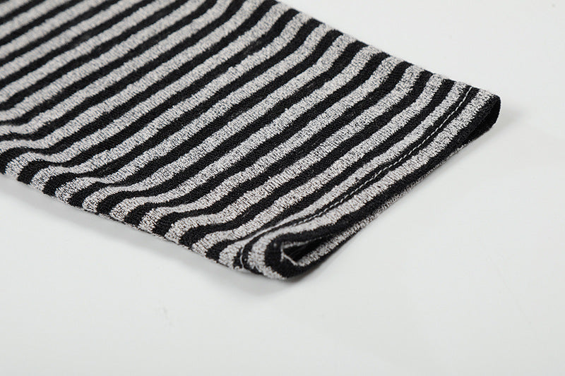 DAXUEN Gothic graphic striped long sleeve top