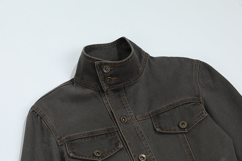 DAXUEN Fitted cropped jacket with stand-up collar