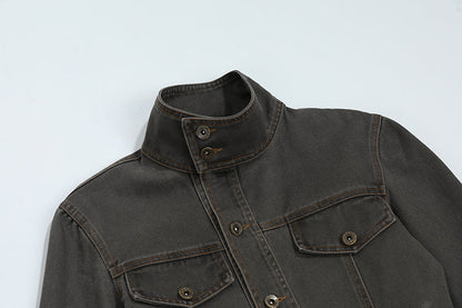 DAXUEN Fitted cropped jacket with stand-up collar