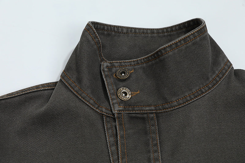 DAXUEN Fitted cropped jacket with stand-up collar