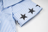 DAXUEN Women's asymmetrical off-shoulder shirt with stripes and graphic