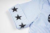 DAXUEN Women's asymmetrical off-shoulder shirt with stripes and graphic