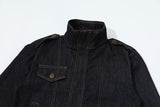 DAXUEN Cropped military denim jacket with gold stitching