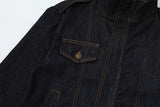 DAXUEN Cropped military denim jacket with gold stitching
