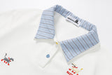 DAXUEN Cat embroidered polo shirt with striped collar
