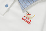 DAXUEN Cat embroidered polo shirt with striped collar